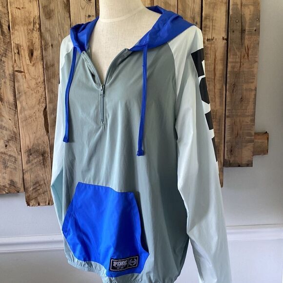 PINK 90’s Half‎ Zip Lightweight Oversized Hoodie Windbreaker Color Block Medium - Picture 7 of 15